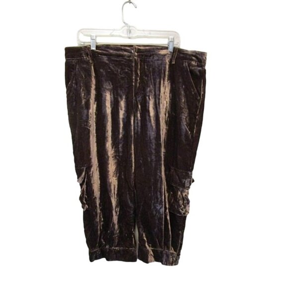 Metro Size 16 Womens Brown Velvet Capri Pants #F-1-18 - Picture 1 of 6